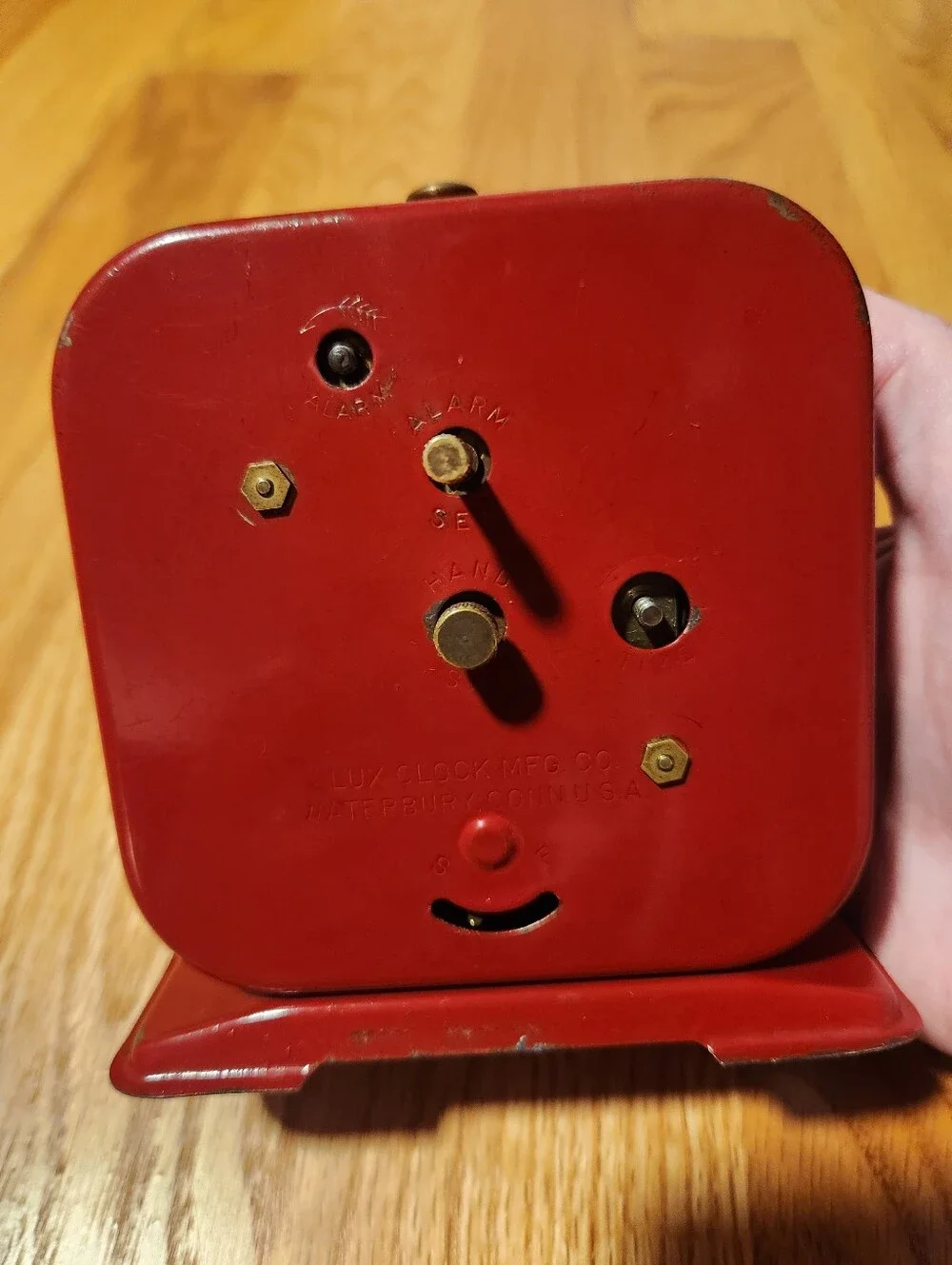 Vintage 1950s Lux Co Clock Red With Details Needs Work